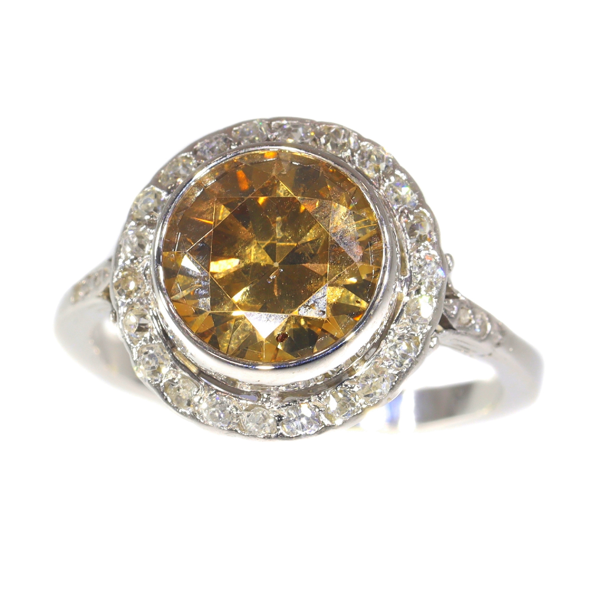 Mid-Century Allure: Unique Yellowish-Brown Diamond Ring